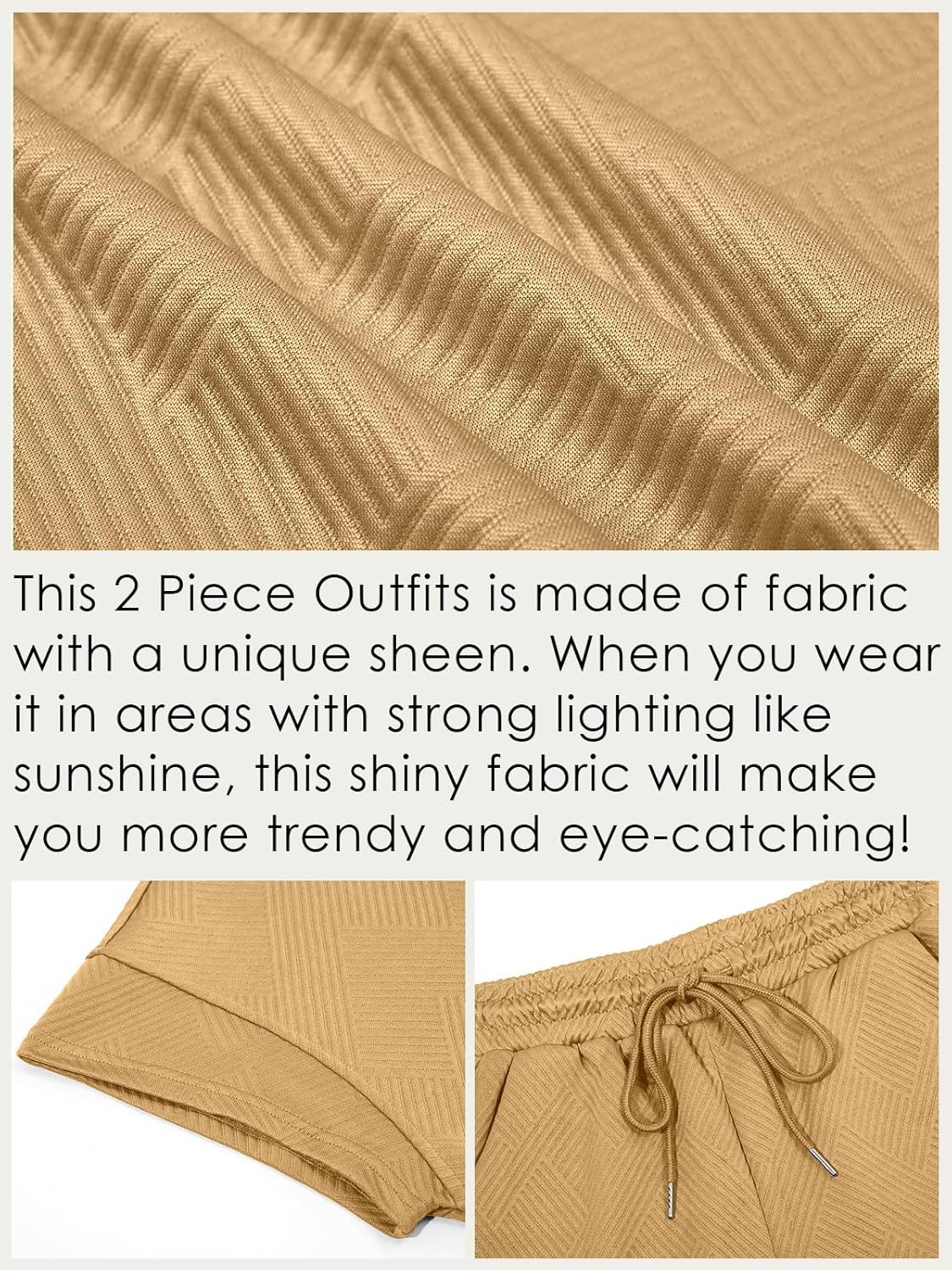 Fazortev Womens 2 Piece Outfits Sweatsuit Short Sleeve Tops and Drawstring Waist Cropped Wide Leg Pants Loungewear Sets - Image 5