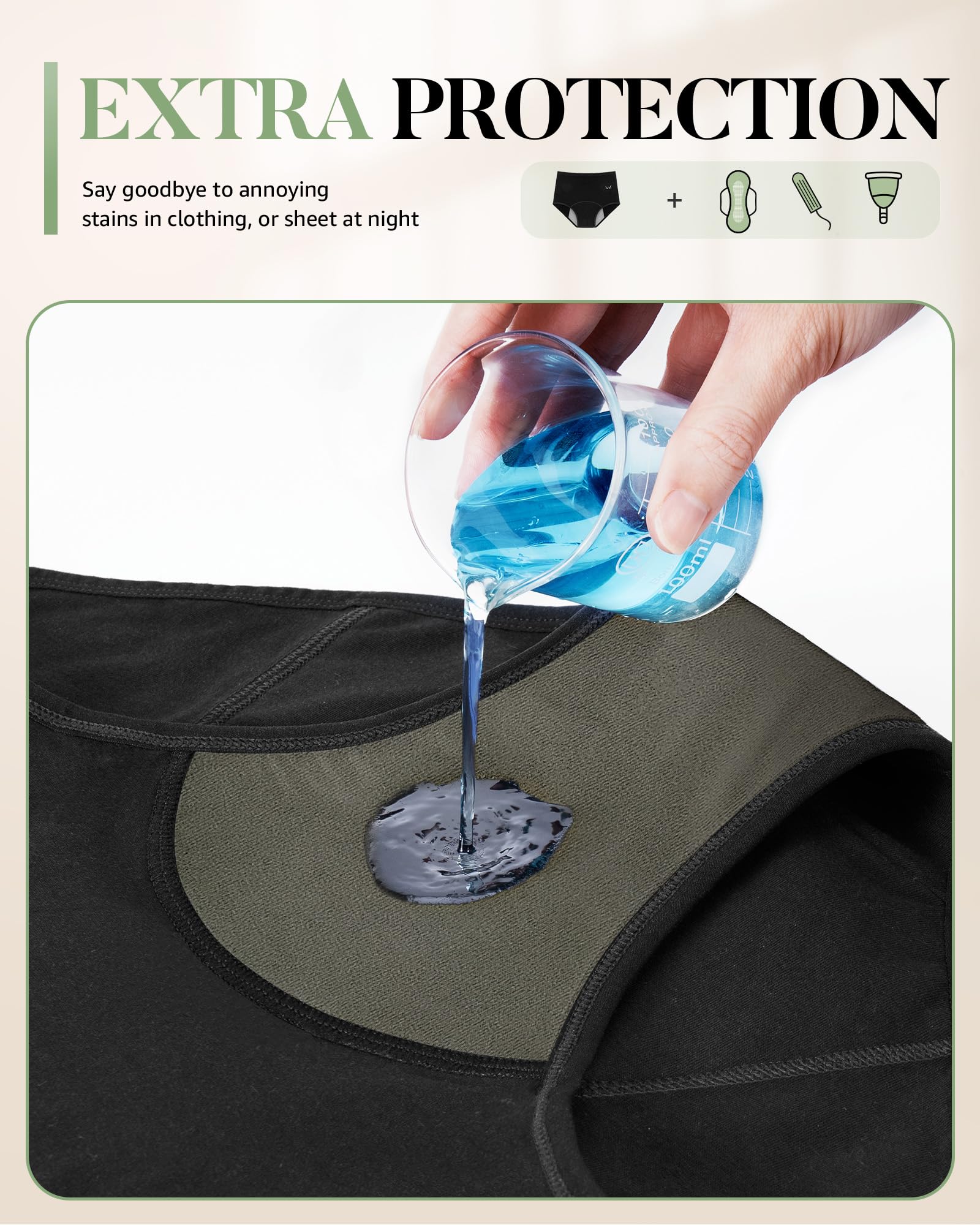 TANSTC Mutande Mestruali Donna Assorbenti, Slip Donna Cotone Ciclo Protettive Periodico Intima Mestruale Ecologico con 4 Strati Anti Perdite Lavabili, Mutande Donna Cotone, 3 Pezzi