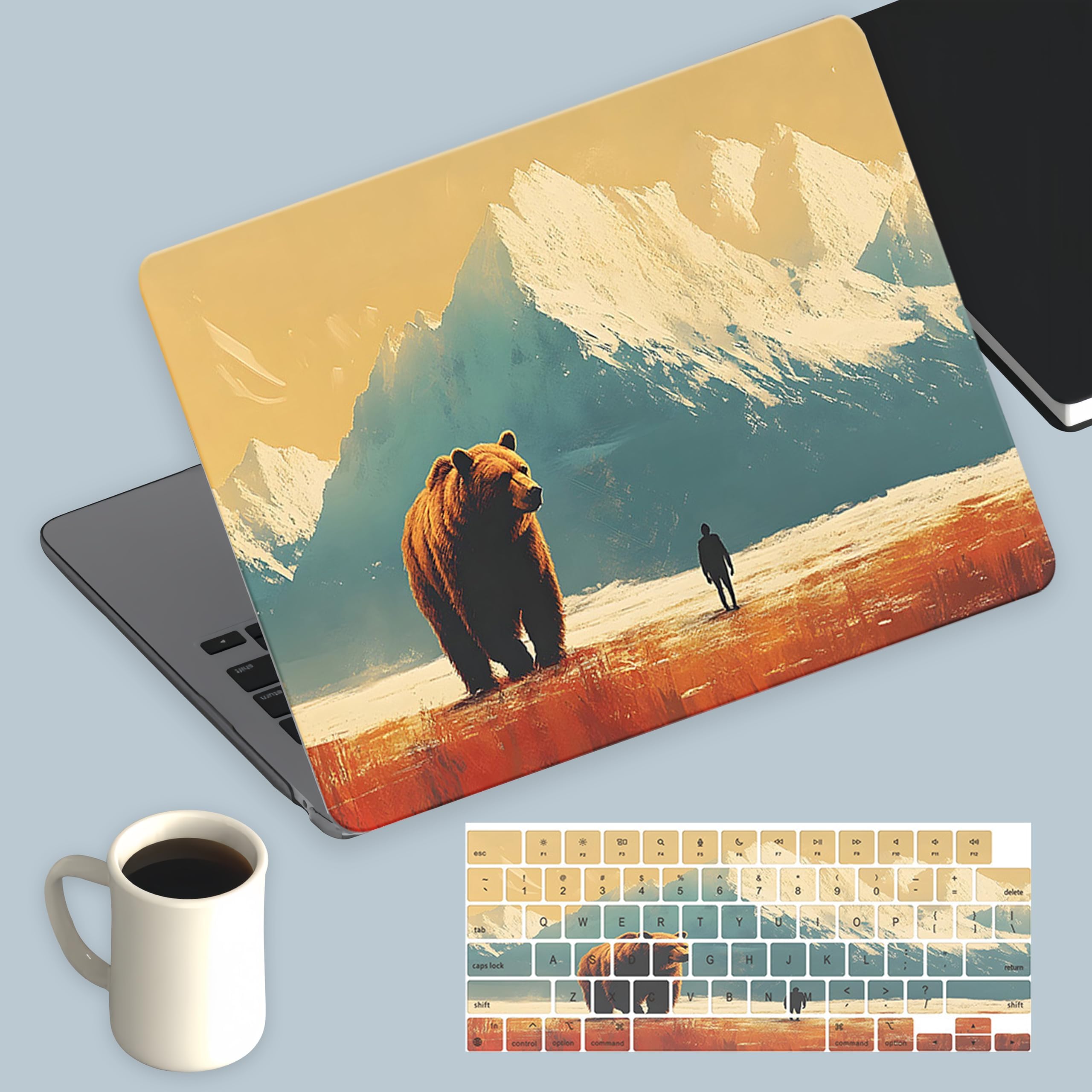 KEROM Compatible for MacBook Pro 16 inch Case 2025 2024 2023 2022 2021 M4 M3 M2 M1 Pro/Max Chip A3403 A3186 A2991 A2780 A2485, Cute Aesthetic Protective Plastic Hard Shell & Keyboard Cover, Bear