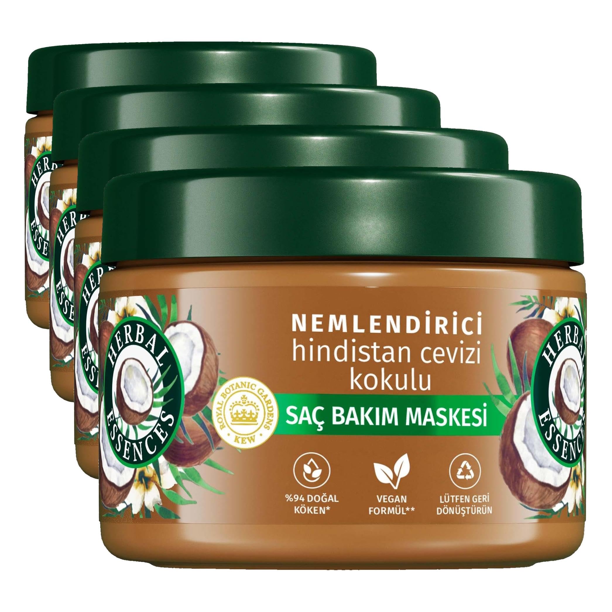 Herbal Essences Nemlendirici Hindistan Cevizi Kokulu Saç Bakım Maskesi 300ml (4 paketi)