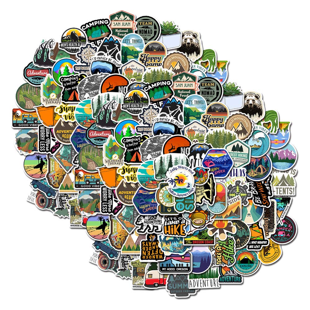 200 Pcs Outdoor Adventure Stickers Waterproof Vinyl Camping Nature Decals for Cars Laptop Skateboard Water Bottle Luggage