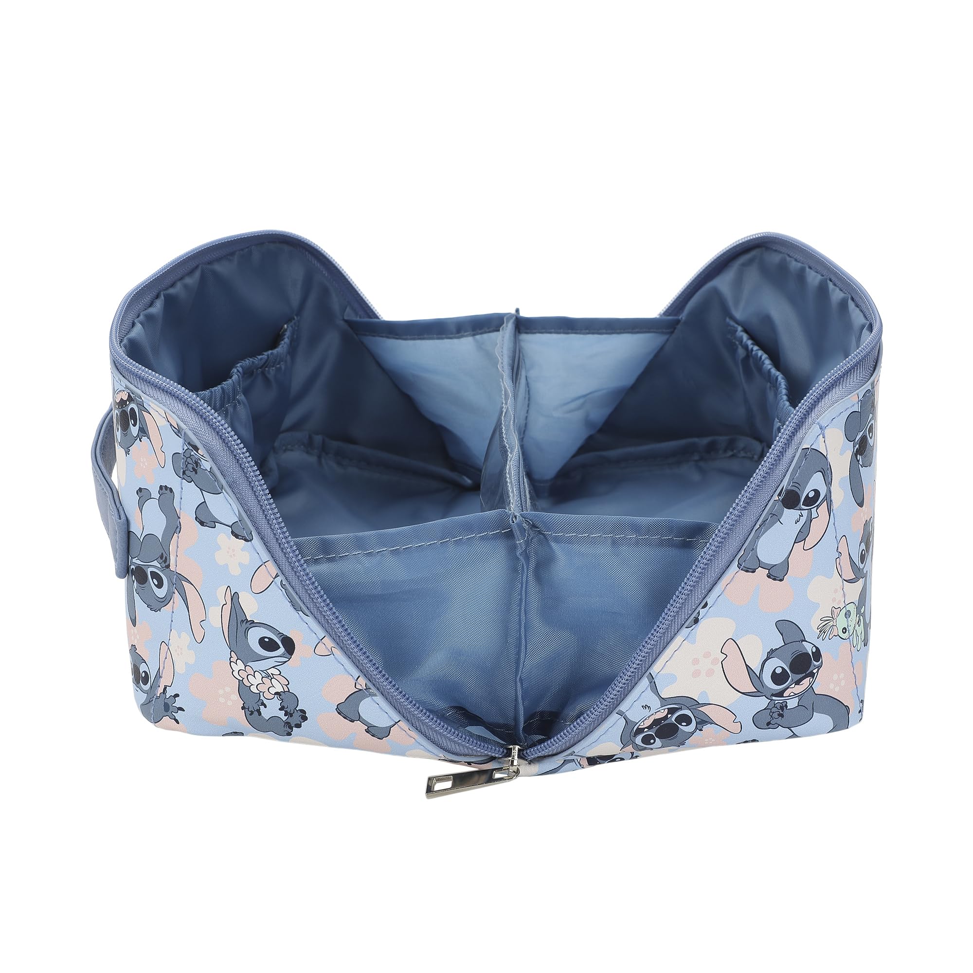 Bioworld Disney Stitch Poses All-Over Print 9" Blue Cosmetic Bag
