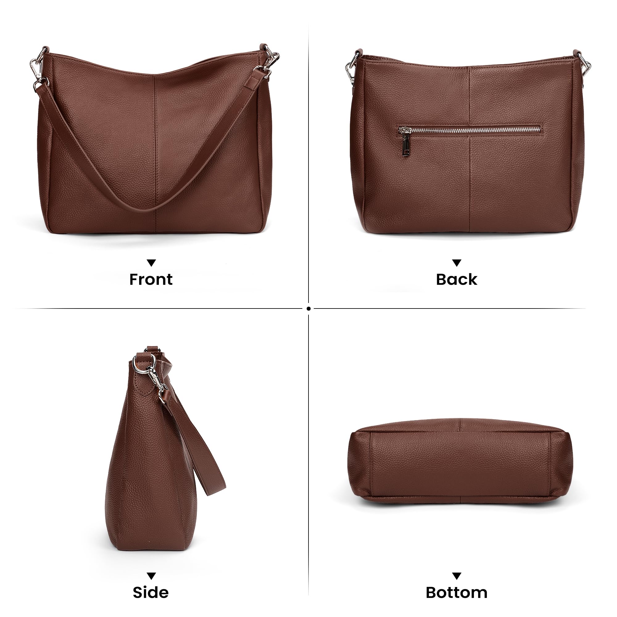 befen Torebki hobo z prawdziwej skóry dla kobiet, damska torba na ramię, torebka crossbody z 2 paskami na ramię