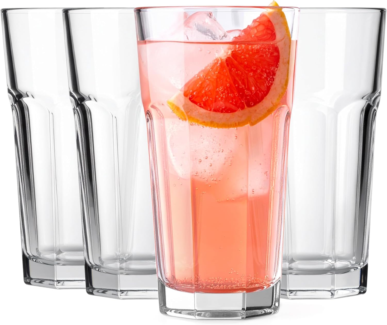 Glasmark KROSNO 1992 Drinking Glasses Set of 4, 300 ml, Faceted Water Glasses for Juice and Soft Drinks, Textured Glass Cups for Household and Catering, Dishwasher Safe