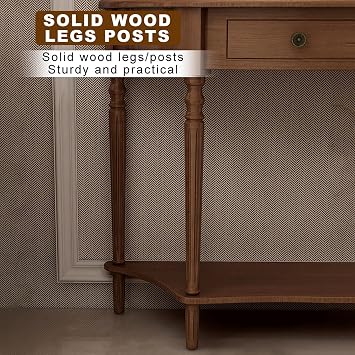 Half Moon Entryway Table,Solid Wood Console Table,with Drawers and Shelves,Space-Saving,for Living Room Hallway Foyer Office.(White,80x30x80cm)