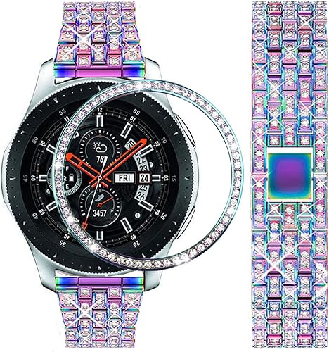 Miniatura 2 de Correas compatibles con Samsung Galaxy Watch de 1.81 pulgadas  Gear S3 FrontierClassic, correa de metal con diamantes de imitación brillantes de