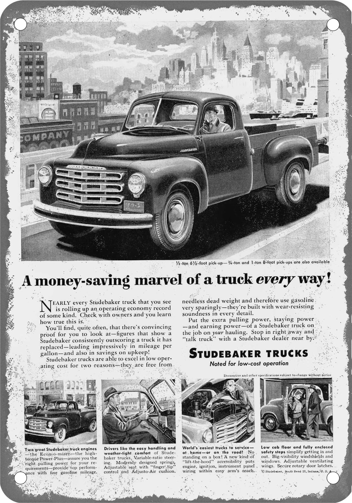 Miaomansenstore Metal Sign - 1951 Studebaker Truck Vintage Ad 06 - Old Retro Rusty Look Home Decor