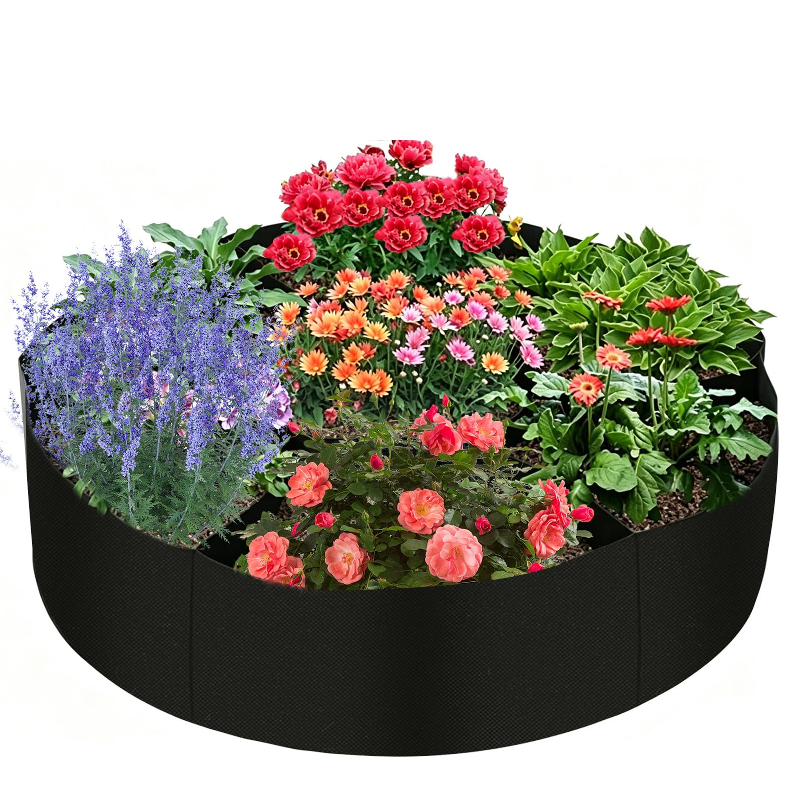 Les-Theresa Fabric Raised Garden Bed, Plant Grow Bags Vegetable Growing Containers, Planting Bag Raised Planter Fabric Grow Bags for Outdoor Indoor (7Grid-120cm)
