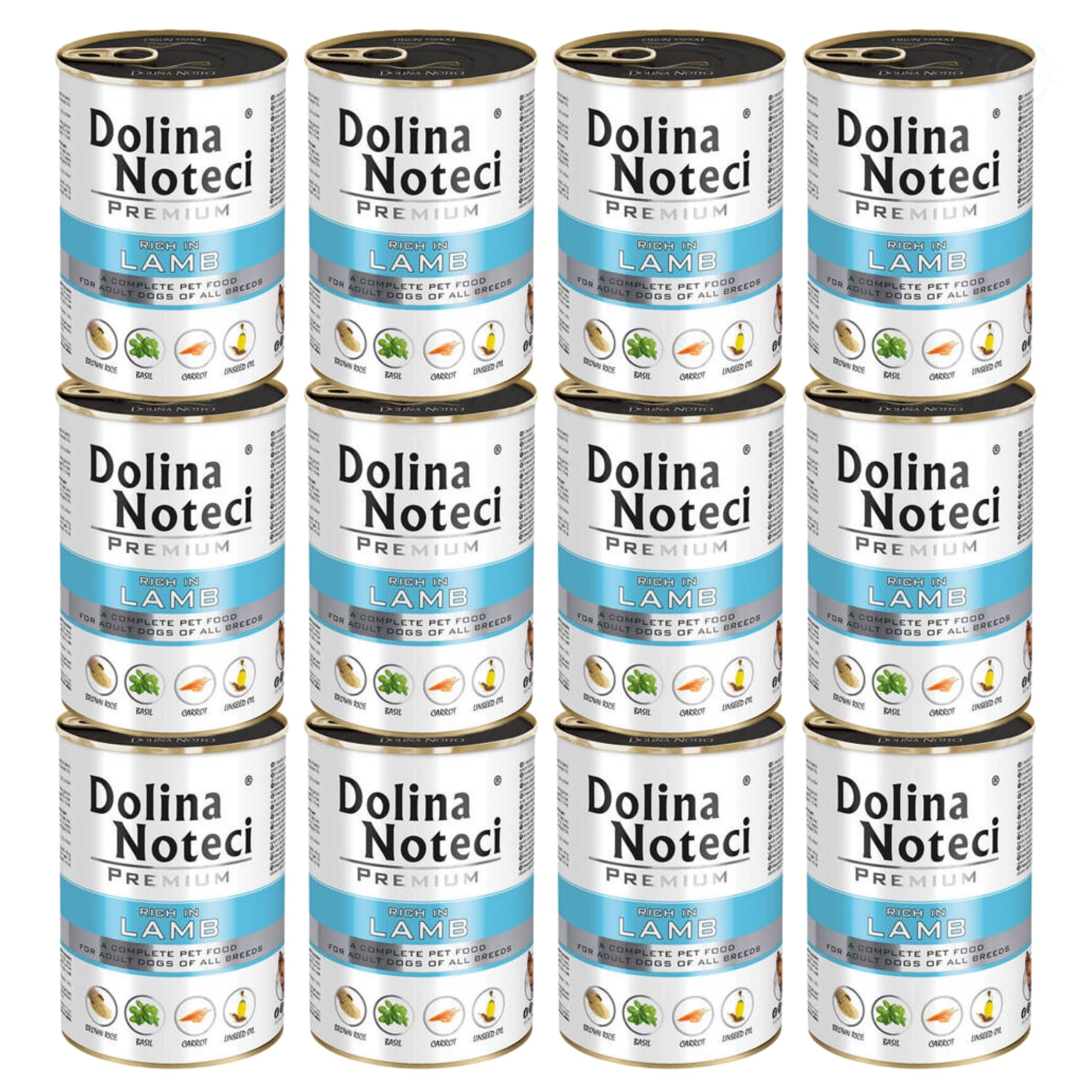 Dolina Noteci Premium Adult Wet Dog Food with Lamb, Complete Dog Food, Gluten-Free (12x400g)
