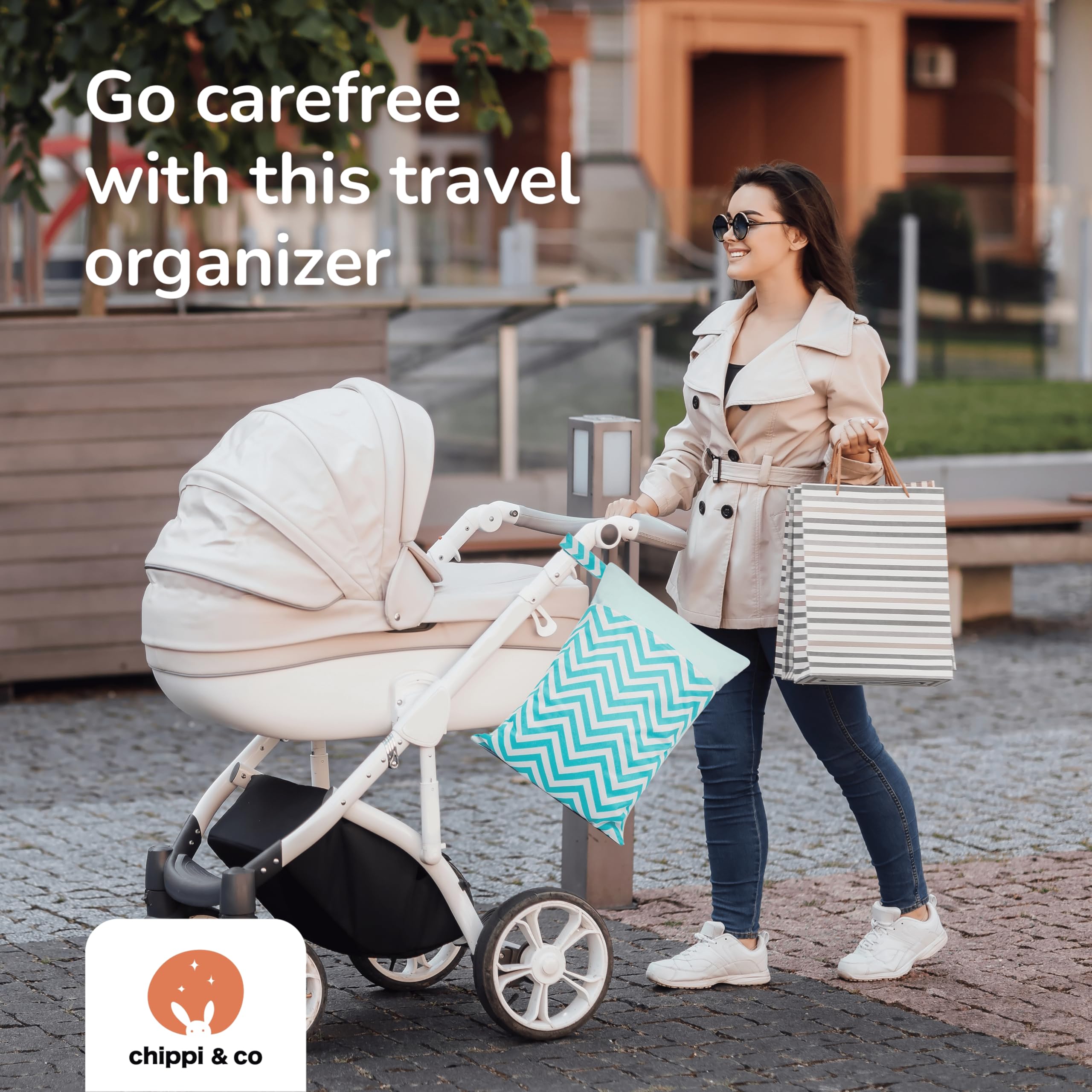 Chippi & Co Borsa bagnata per costume da bagno e asciugamani, borsa asciutta per bambini, borsa da viaggio per vestiti sporchi, per pannolini, vestiti, bikini, palestra, spiaggia, piscina,