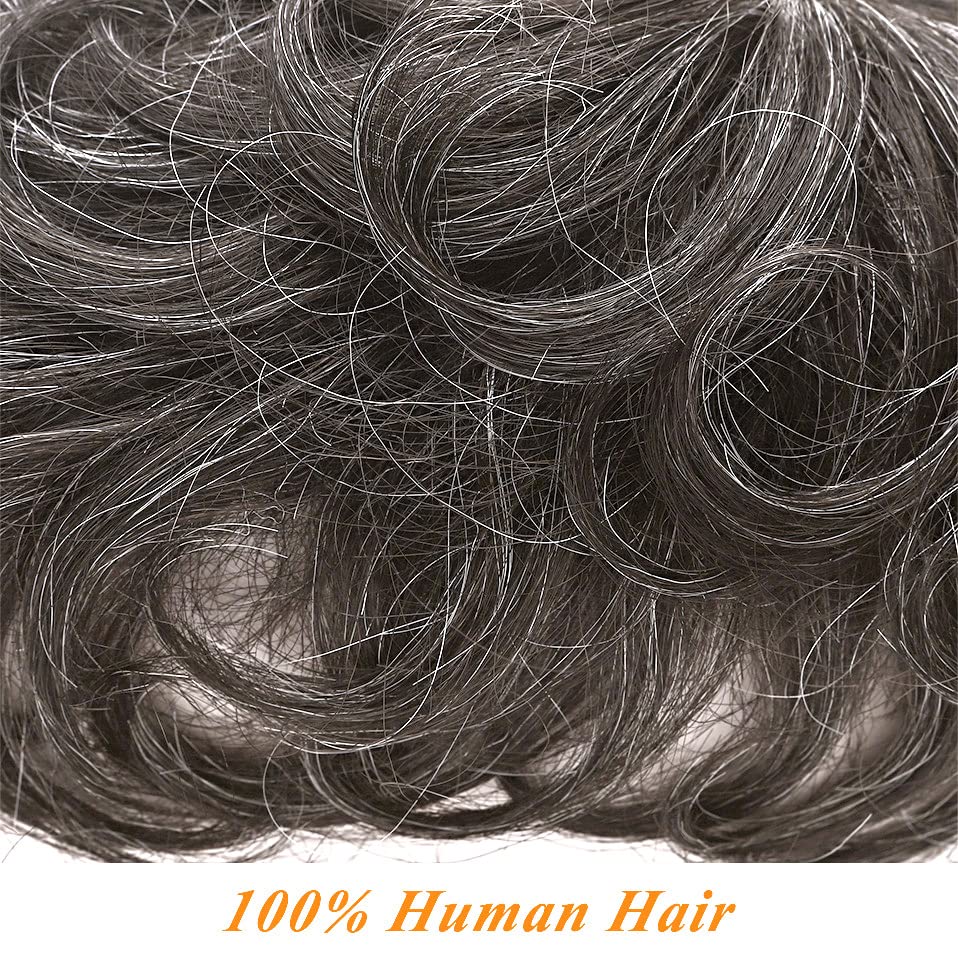 Miniatura 4 de Pieza de repuesto para cabello rizado natural, 5.1 x 5.1 in, cabello humano corto con clip en cabello ondulado para mujeres con cabello adelgazante,