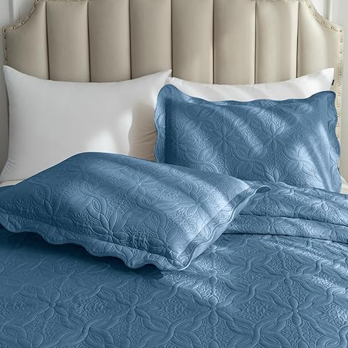 Miniatura 6 de Auemtyn Juego de edredón tamaño King de 3 piezas, colcha de verano suave y ligera, edredón reversible de microfibra para todas las estaciones, gris