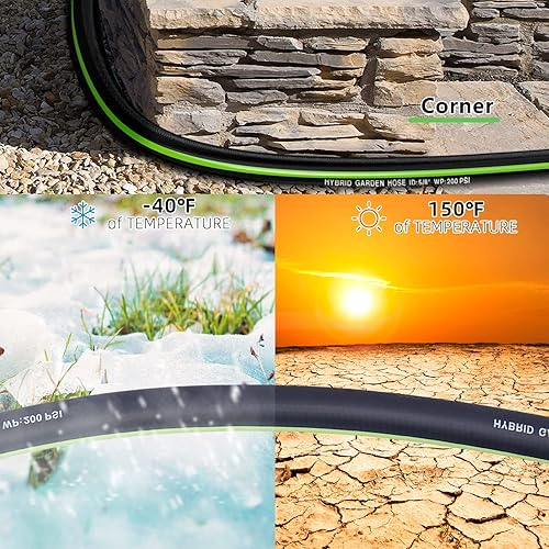 Miniatura 6 de Manguera de jardín híbrida de 200 pies, sin torceduras, resistente, larga y ligera, flexible, a prueba de fugas, manguera de agua RV de 58 pulgadas