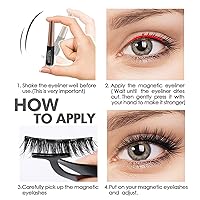 Vista 4 de Pestañas magnéticas con kit de delineador de ojos, pestañas magnéticas, 10 pares de pestañas postizas+2 delineadores magnéticos de tubos+aplicador