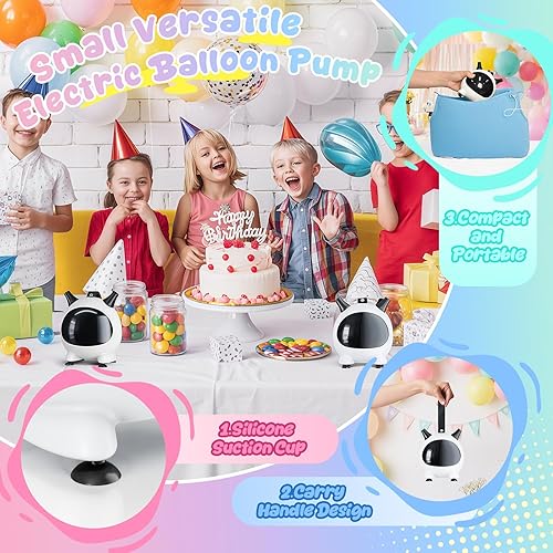 Miniatura 5 de Bomba de globos eléctrica, inflador de globos portátil, bomba de aire con boquilla doble, máquina sopladora de globos eléctricos pequeños de 110 V