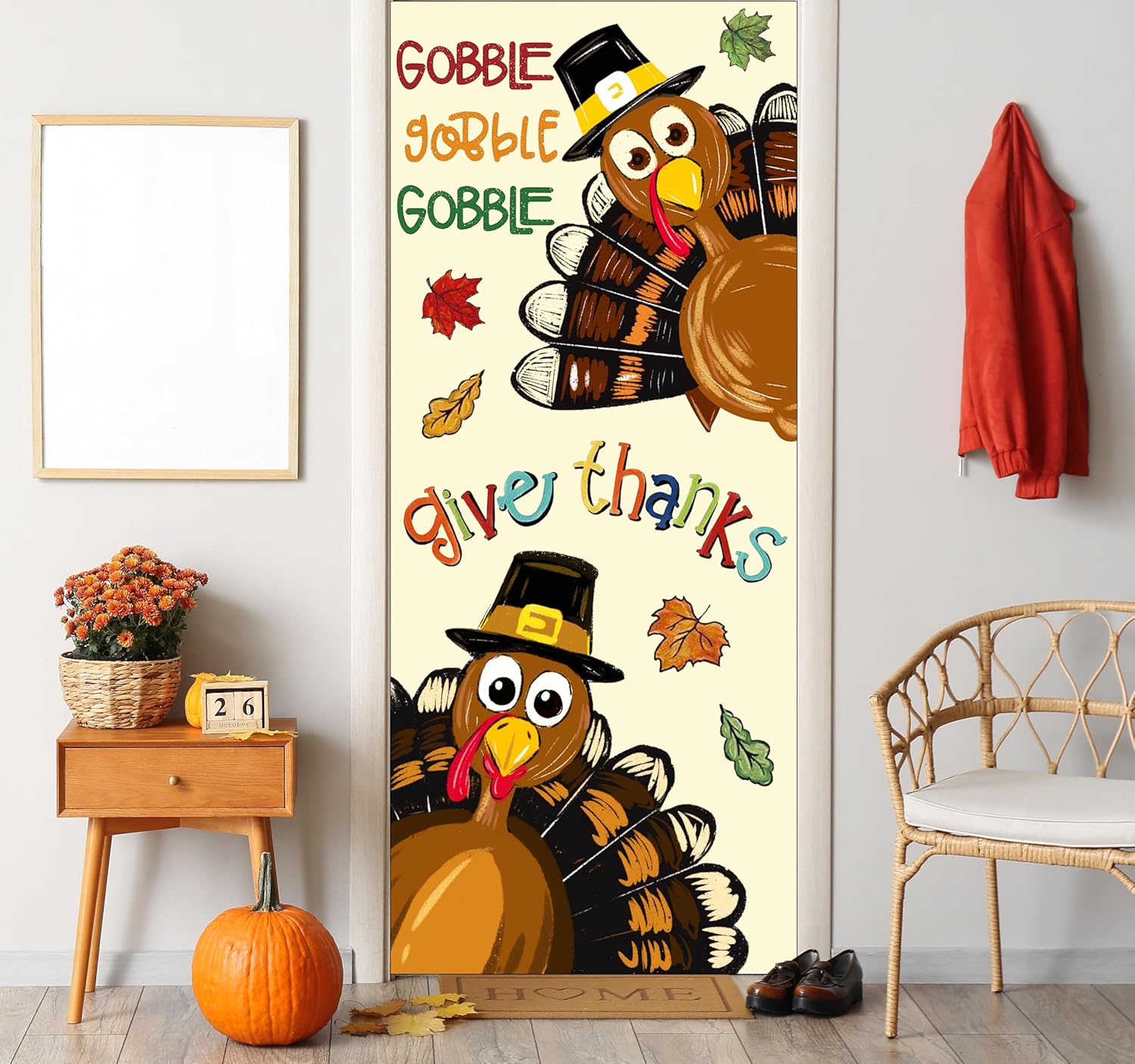 Thanksgiving Turkey Door Covers Thanksgiving Turkey Door Decorations Door Banner for Front Door Fall Decor Porch Sign for Party Autumn Decorations - Image 4