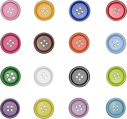 Libiline 100 piezas de resina con botones de color sólido, 4 agujeros, para hacer tarjetas de costura, suéter (multicolor, 1116 pulgadas)