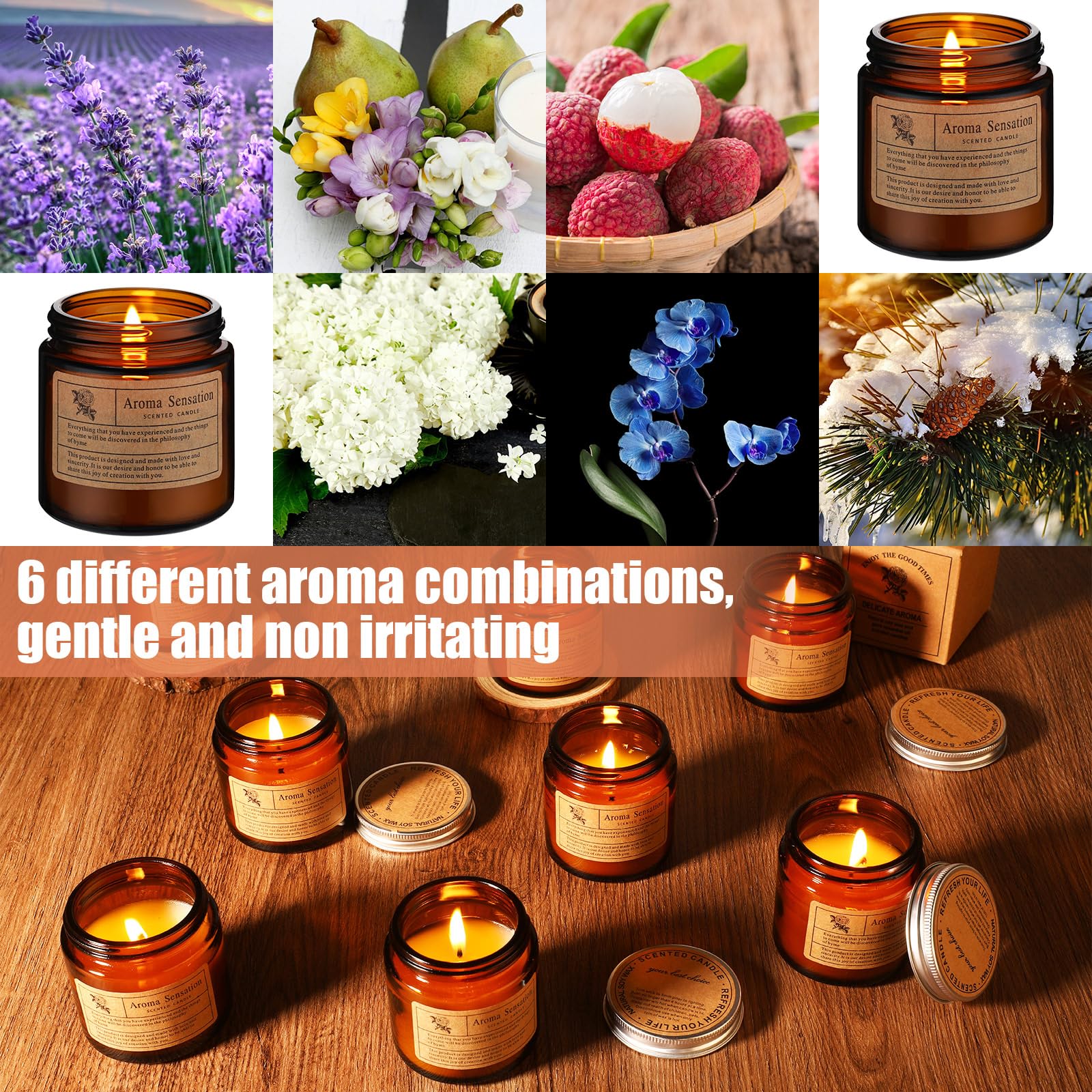 MTLEE 12 Stück Kerzen für Zuhause, Duftkerzen, Geschenk-Set für Frauen, langlebig, Aromatherapie, Duftkerze im Glas, Sojawachskerzen für Geburtstag, Lehrer, Erntedankfest, Jahrestag (Blumenduft)