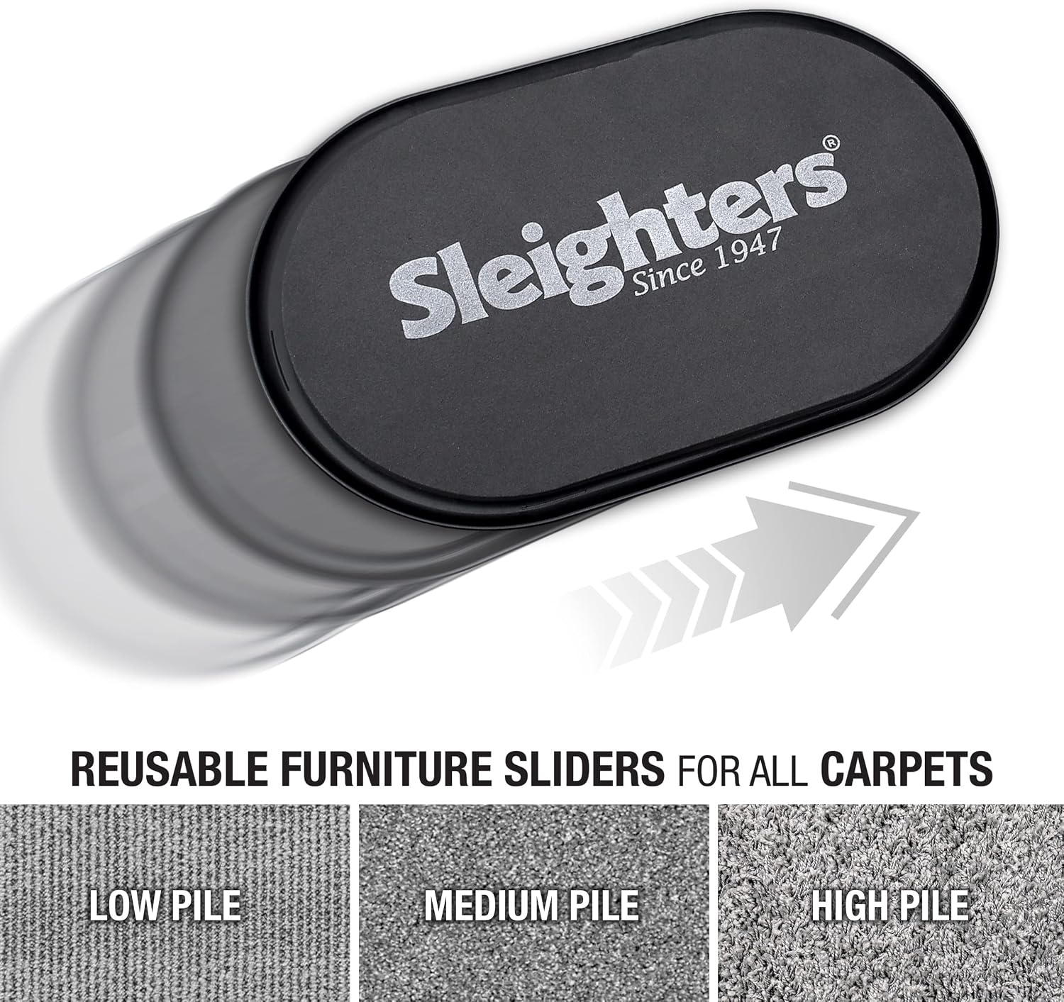 Carpet Sliders - Reusable 9.5" x 5.75" Moving Sliders for Carpet - Furniture Pads for Moving and Heavy Items - Large Furniture Sliders for Carpet - Easy to Use Floor Sliders (Pack of 8)