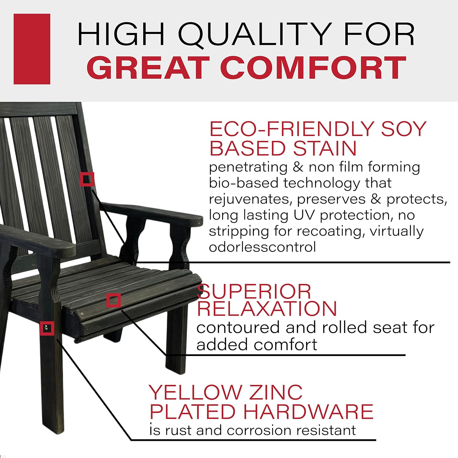 Amish Casual Heavy Duty 600 Lb High Back Mission Treated Patio Chair (Semi-Solid Black Stain)