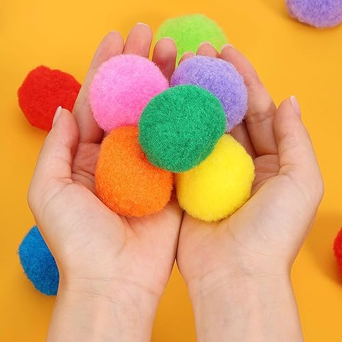 Miniatura 6 de Caydo 200 unidades 100 pompones grandes de 2 pulgadas con 100 ojos meneantes, bolas de pompones de colores surtidos para manualidades, proyectos de