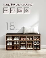 Vista 6 de VASAGLE - Colección CUSTOS - Banco para guardar zapatos, banco de almacenamiento con asiento acolchado, banco para recibidor con 15 compartimentos
