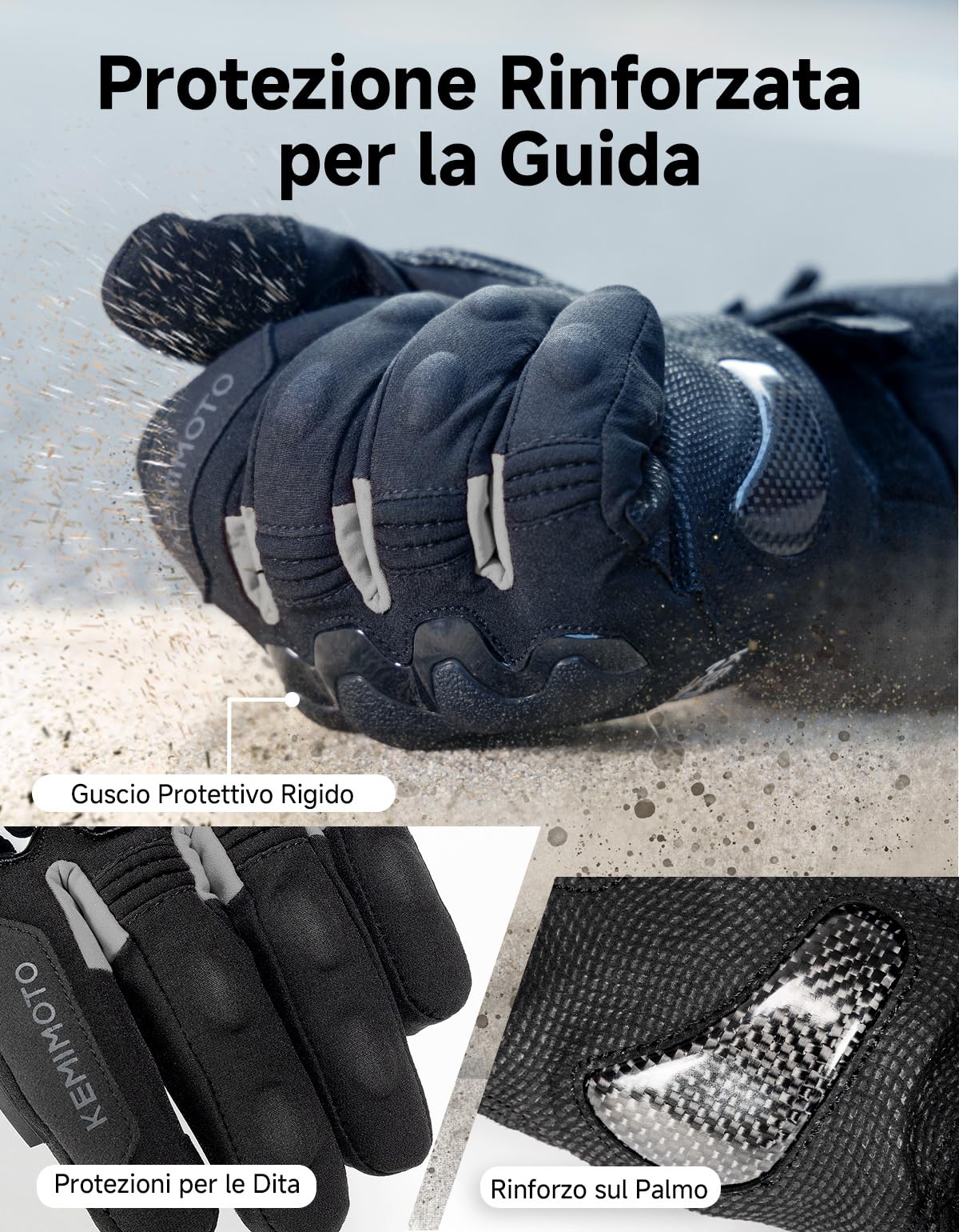 KEMIMOTO Guanti Riscaldati Moto Uomo