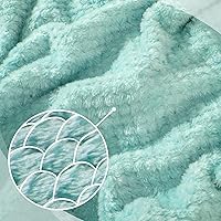 Vista 3 de Juego de almohada de viaje y manta para el cuello, almohada de espuma viscoelástica de avión para viajar Compacto con bolsa Azul Verde