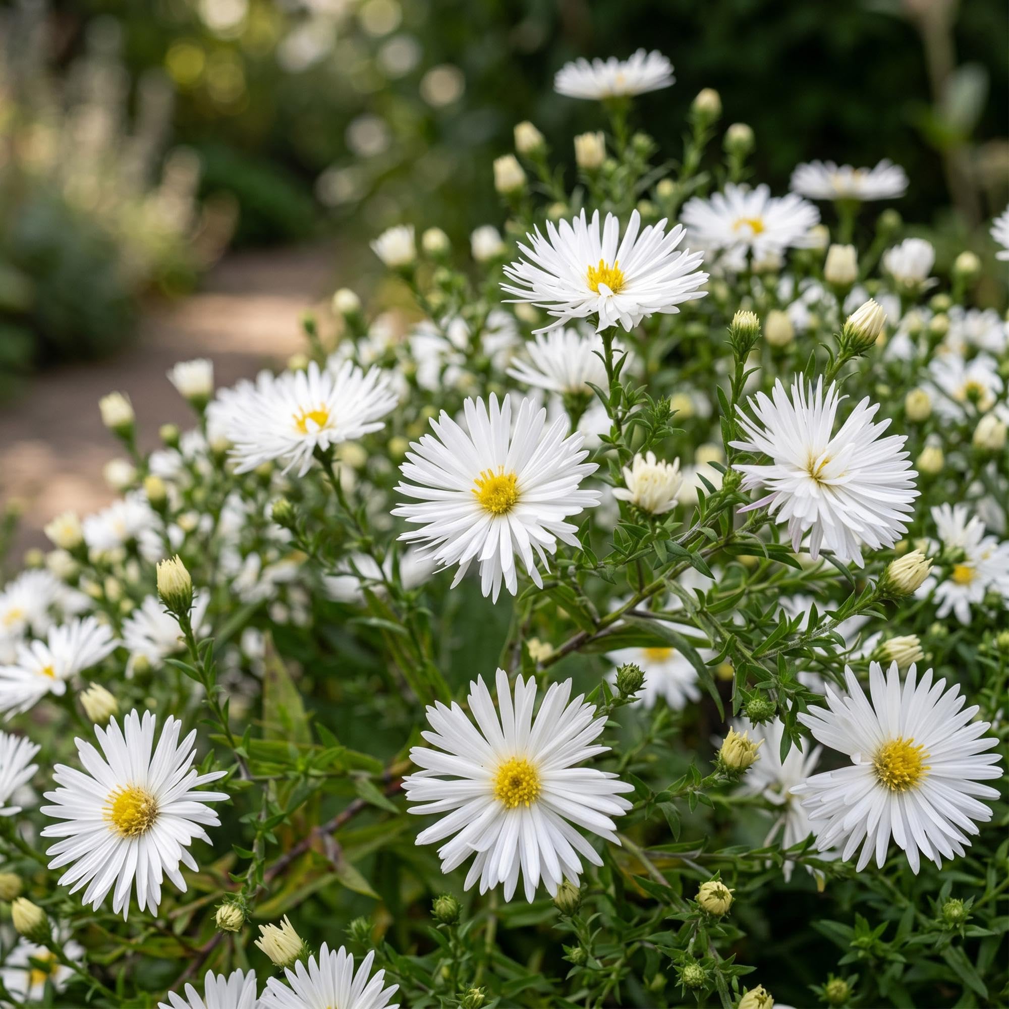 Aster Schneekissen Perenni, per Aiuole, Bianco, Set da 12, Vaso 11 cm