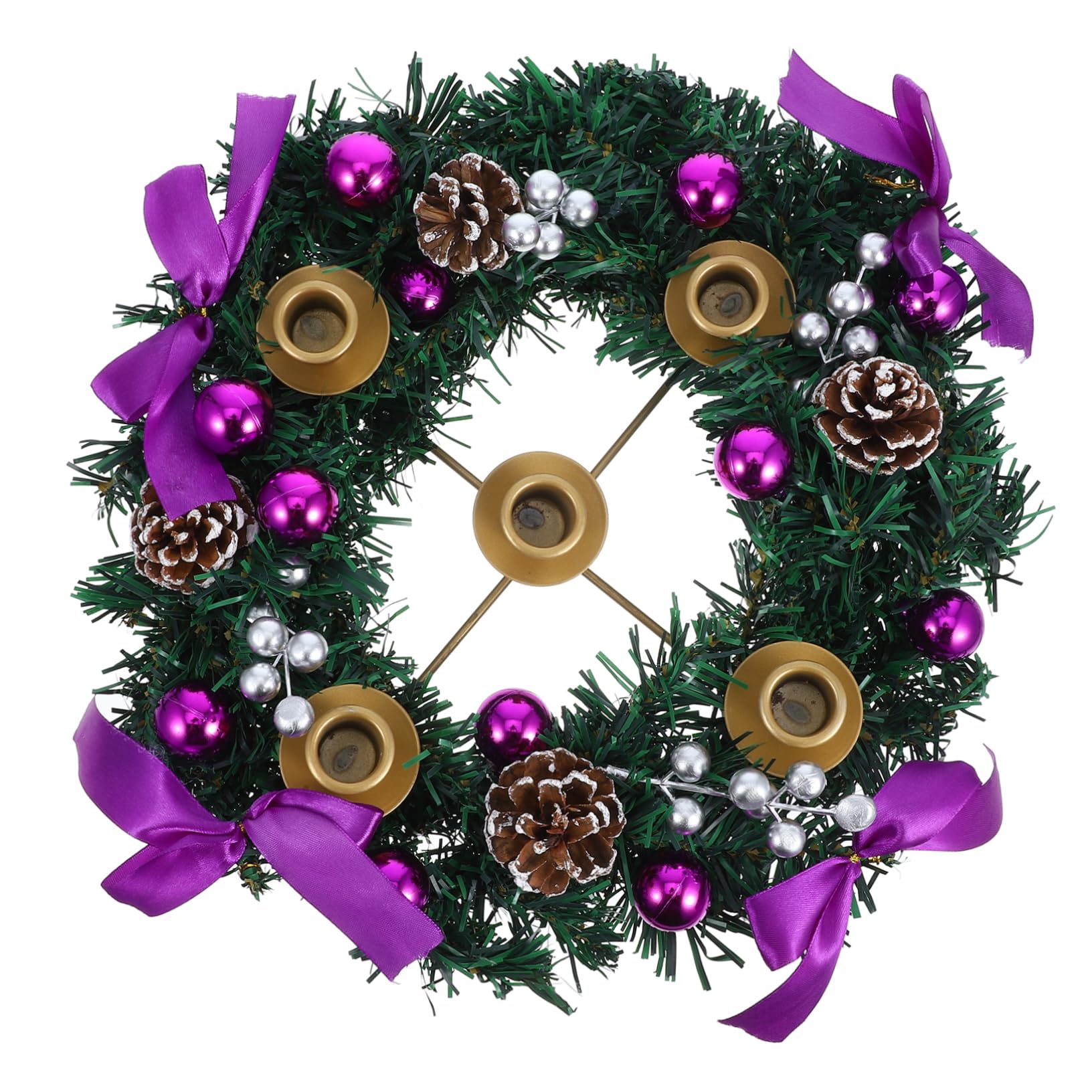 PRETYZOOM Portacandele per Corona di Avvento Portacandele Natalizio in Plastica e Ferro con Bacche Glitterate per Centrotavola Natalizio e Decorazioni per Casa Durante le Festività Invernali