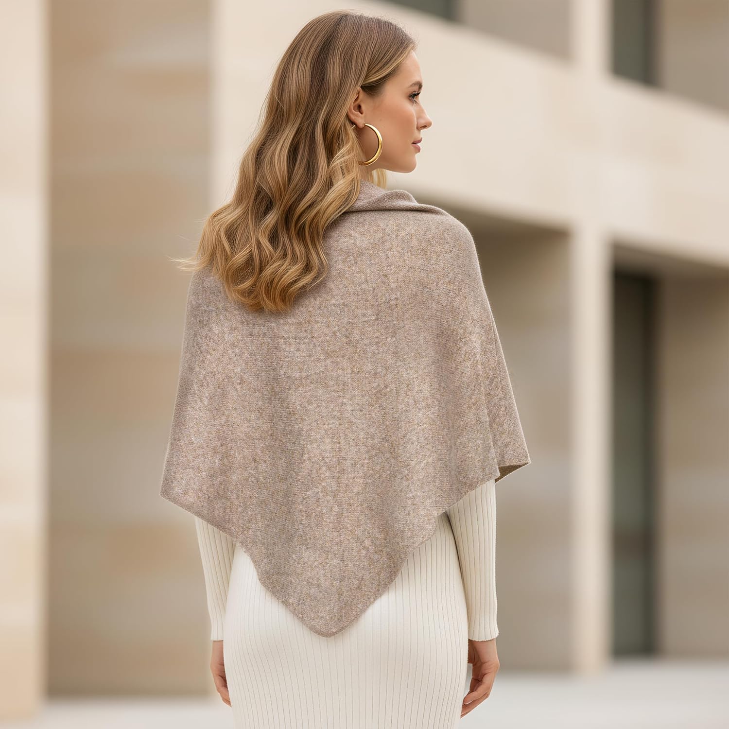 Women Knitted Shawl Wraps Sweater Shawl Wraps Open Front Poncho for Spring Fall Winter - Image 4