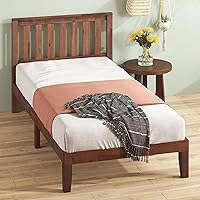 Zinus Vivek Twin Wood Platform Bed Frame with Headboard - Solid Wood Slats, No Box Spring, Easy Assembly, Rustic Espresso Finish