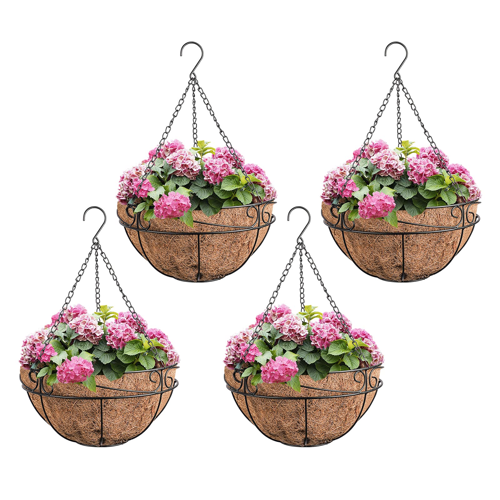 Ahomdoo Hanging Pots for Plants Outdoor 4 Pack 12.5'' Hanging Baskets