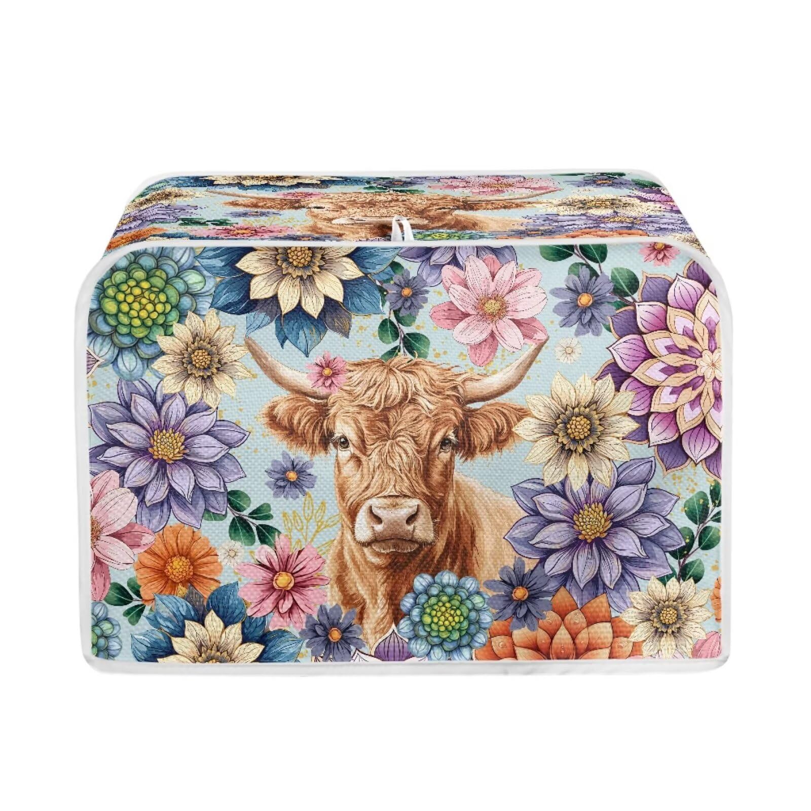 2 Slice Toaster Dust Cover with Top Hook Kitchen Small Appliance Bread Toaster Oven Dustproof Cover Kitchen Bakeware Protector Boho Floral Highland Cow