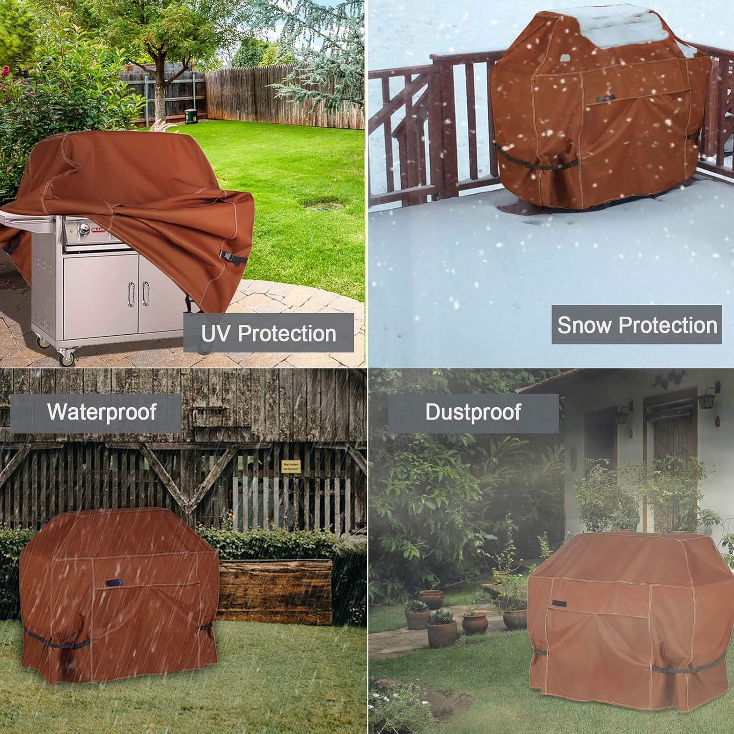 NettyPro BBQ Grill Cover 56 Inch Outdoor Patio 600D Heavy Duty Waterproof 2-3 Burner Barbecue Cover for Weber, Char-Broil, Brinkmann, Nexgrill Grills and More, Brown : Patio, Lawn & Garden