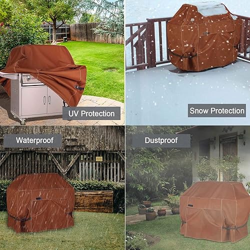 Miniatura 7 de NettyPro Cubierta para parrilla de gas de 52 pulgadas, 2-3 quemadores 600D, resistente al agua, cubierta para barbacoa al aire libre para Weber,