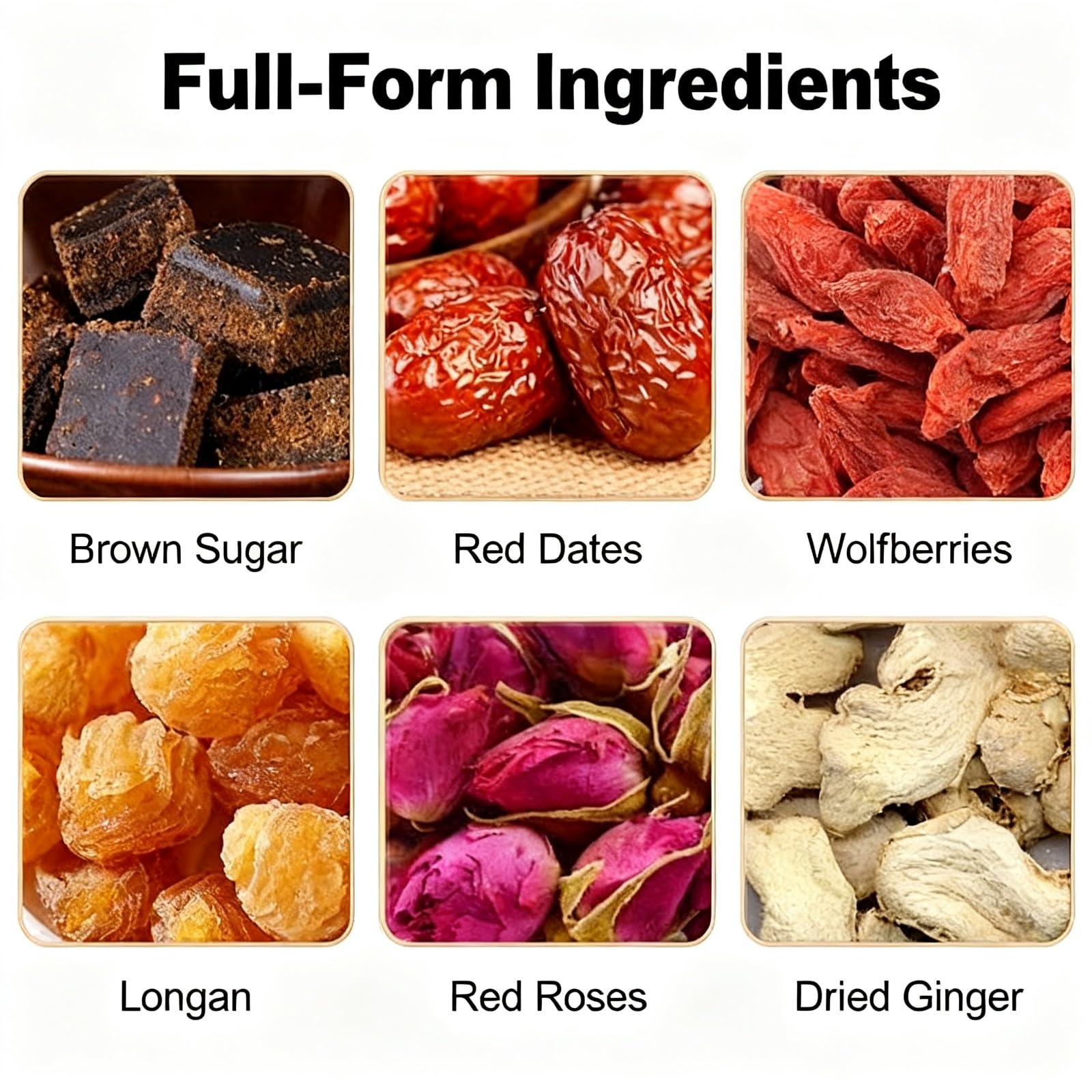 Tè Allo Zenzero E Dattero Rosso Longan Con Zucchero Di Canna - 6 Ingredienti Integrali (bacche Goji, Rosa, Essiccato), Buste Trasparenti, Infusione Rapida In 3 Minuti, 520 G