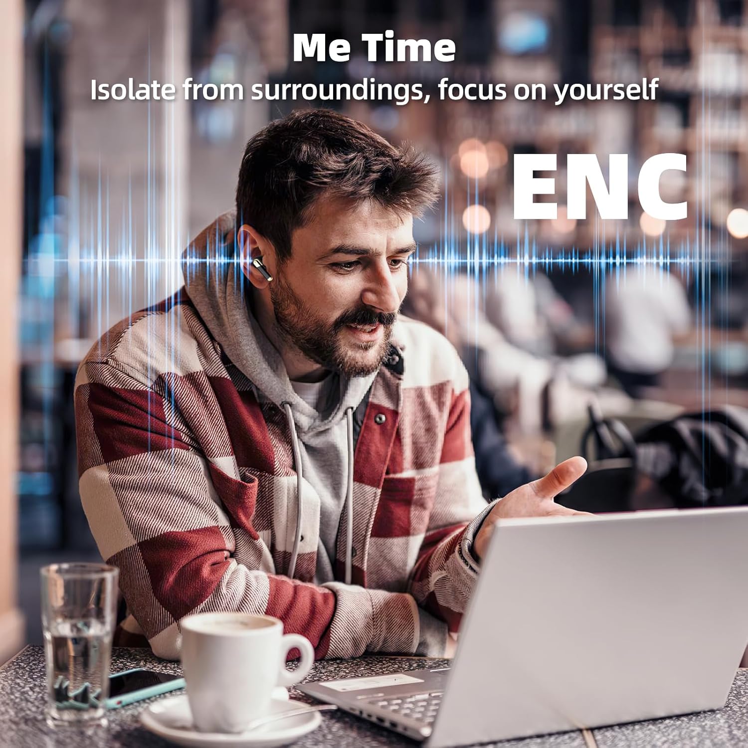 Promise Wireless Earbuds Bluetooth5.3 Earphones,40Hrs Play, ENC Noise Cancelling Mic,13mm Deep Bass,Remote Control for TikTok,YouTube Shorts Like,Smart Phone Laptop Computer Sports Headphones(Black) image 2