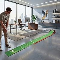 Vista 7 de Putting Green Indoor with Three-Level Adjustable Incline, Auto Ball Return - Easy to Fold Solid Wood Base, Golf Training Aid for Home, Office