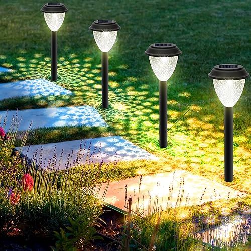 Miniatura 10 de GOODFOEVER Luces solares para caminos al aire libre, paquete de 16 luces solares de jardín alimentadas por energía solar impermeables, luz solar de