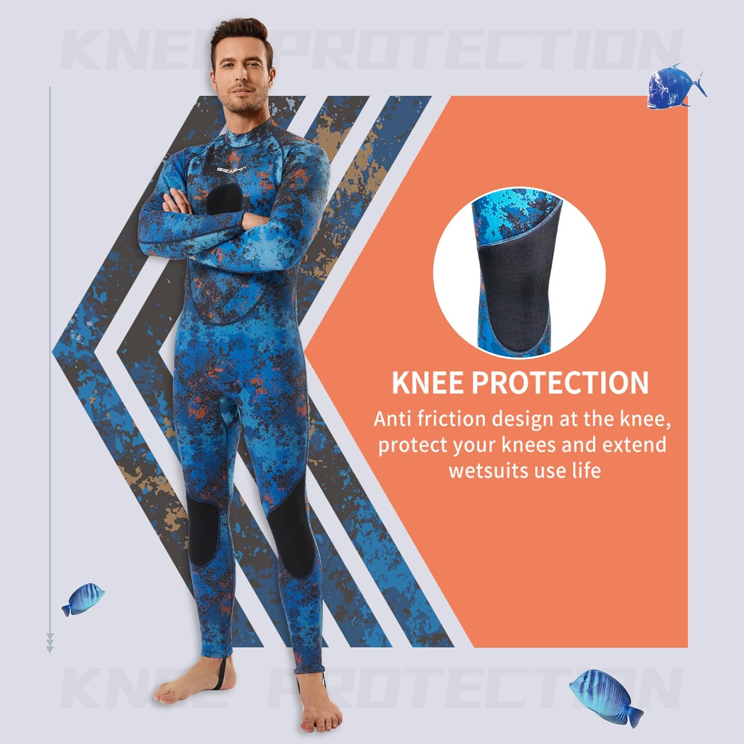 Seaskin Spearfishing Wetsuit for Mens, 1.5mm 3mm Neoprene Full Body Diving Suits for Snorkeling Swimming