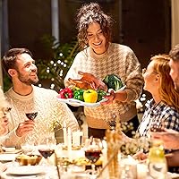 Vista 4 de 6 bandejas para servir con asas para comer, bandeja de plástico multiusos de 16 x 11 pulgadas, bandeja rectangular antideslizante decorativa