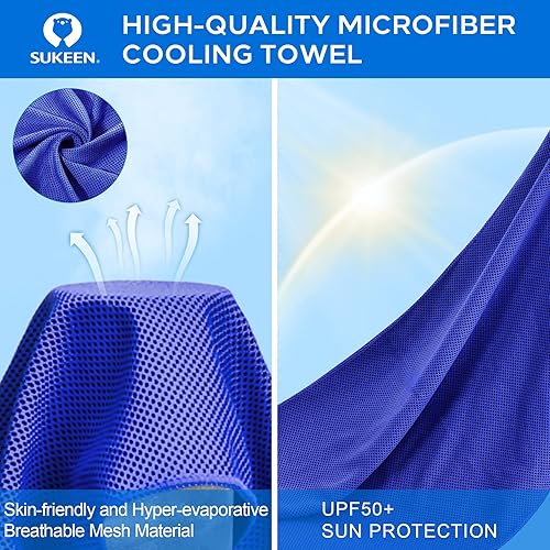 Miniatura 4 de Sukeen 4 unidades Toalla de refrigeración (40 x 12 pulgadas), toalla de fresca, toalla de microfibra suave transpirable para yoga, deporte, correr,