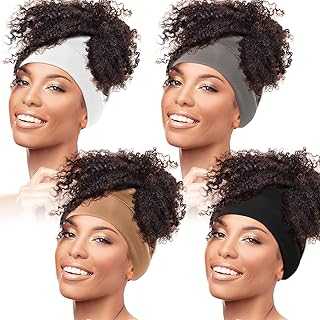 4 Pieces Satin Head Wrap Satin Lined Hair Cover Sleep Cap No Fading Slouchy Skull Night Sleeping Beanie for Frizzy Curly H...