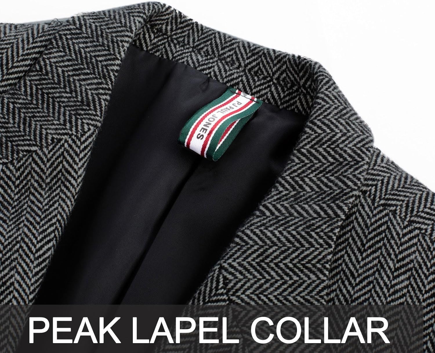 PJ PAUL JONES Men Tweed Blazer Wool Herringbone Sport Coat Jacket Vintage Blazers Suit Jackets - Image 4