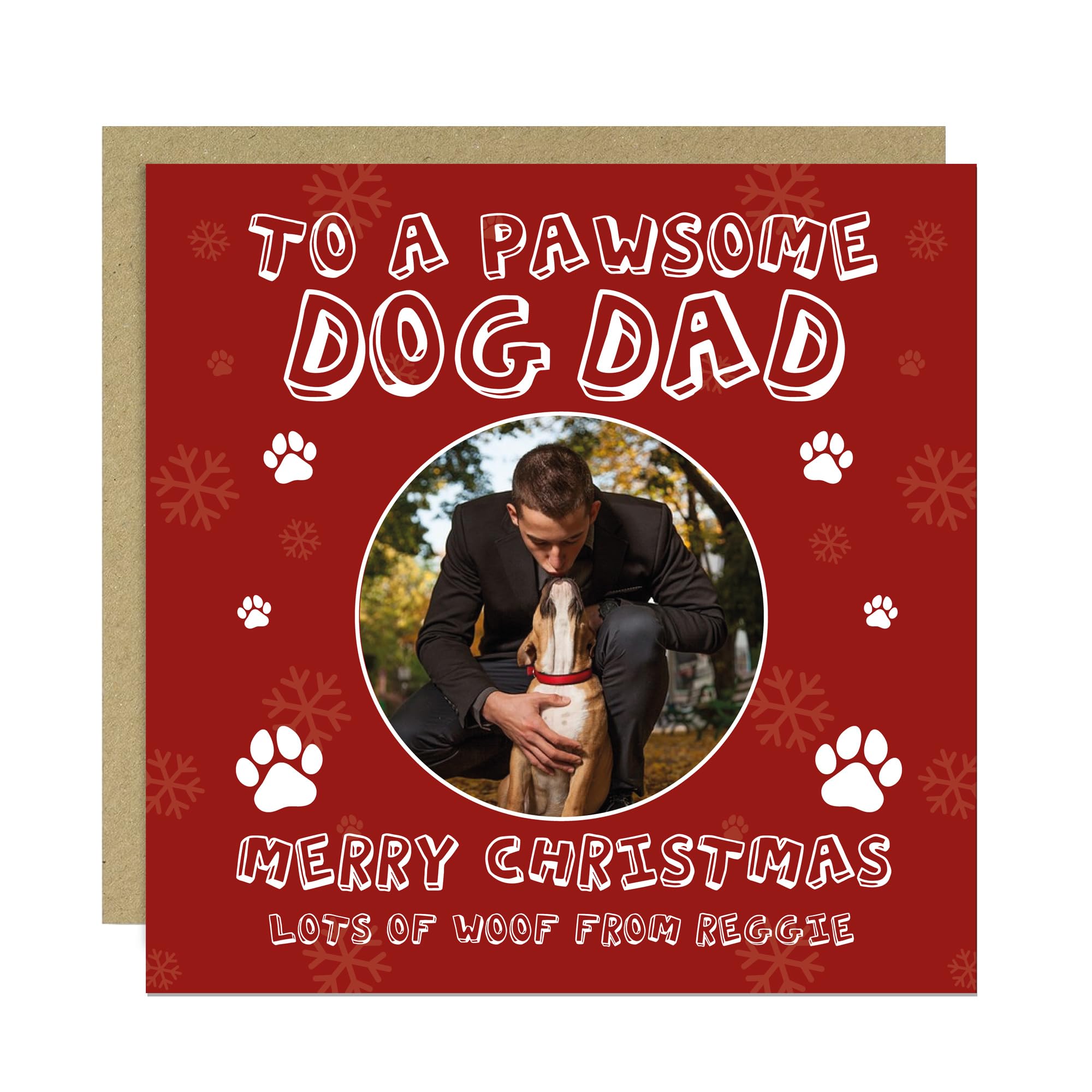 RED OCEAN Merry Christmas Card For Pawsome Dog Dad Personalised Photo Greetings Card For Christmas Funny From The Dog Lover With Kraft Envelope