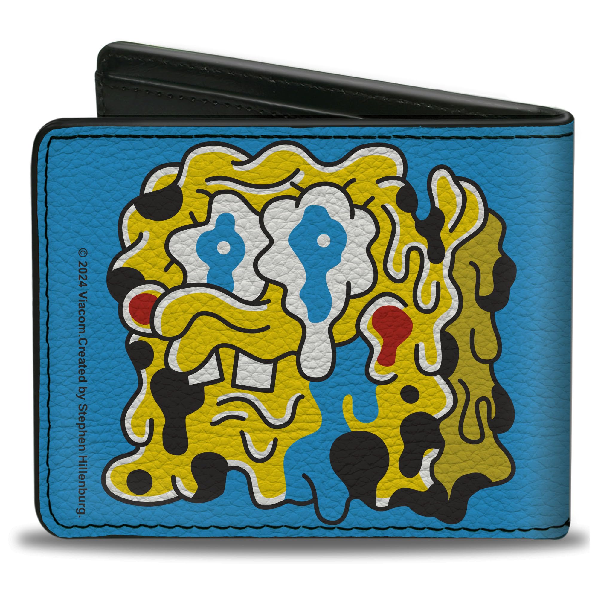 Buckle-Down SpongeBob SquarePants Wallet, Bifold, Spongebob Squarepants Drooling and Melting Faces Blue, Vegan Leather