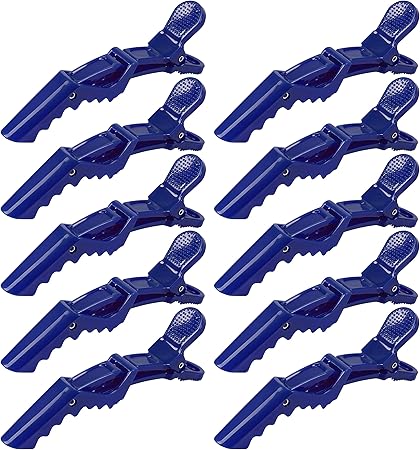 Amazon Co Jp Ryalan ヘアクリップ 耐久性のあるアリゲーター ヘアクリップ 滑り止めグリップ付き マルチカラー プラスチック アヒルの歯 弓 滑り止め付き 人間工学に基づいたデザイン クロコダイル ヘア スタイリング クリップ 10個 ブルー ファッション