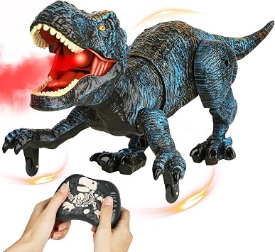 Remote Control Robot Dinosaur Toys for Kids 5-7,2.4G Electronic RC Walking Dinosaur Pet for Boys 4-7 with Spray & Light & Roar,Large Dino Toys for Kids 3-5 Year Old Christmas Birthday Gift Blue