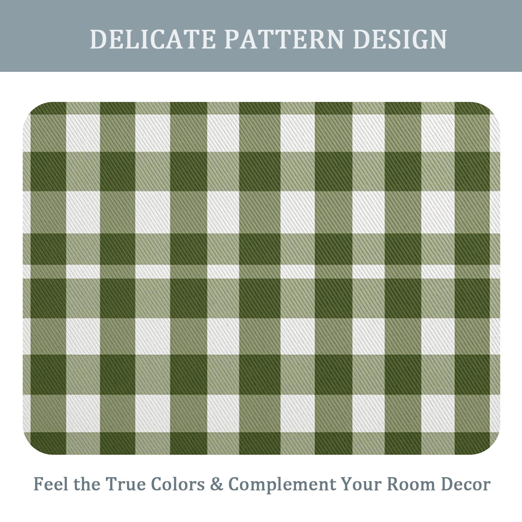 Kariert Grün Vorhänge Mit ösen Blickdicht, Olivgrün Tartan Vorhang Schlafzimmer Wohnzimmer Küche 110 x 215 cm Lang, Übergardinen Innen Verdunklungsvorhänge